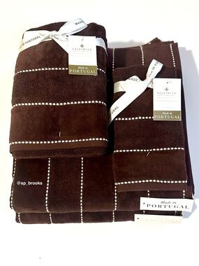 🎁6PC FELPINTER Velour Bath Towel Set - Brown - Cotton, Super Soft & Absorbent